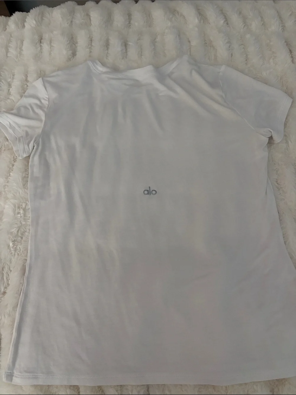 ALO Yoga White Tee with Black 'alo' Chest Logo